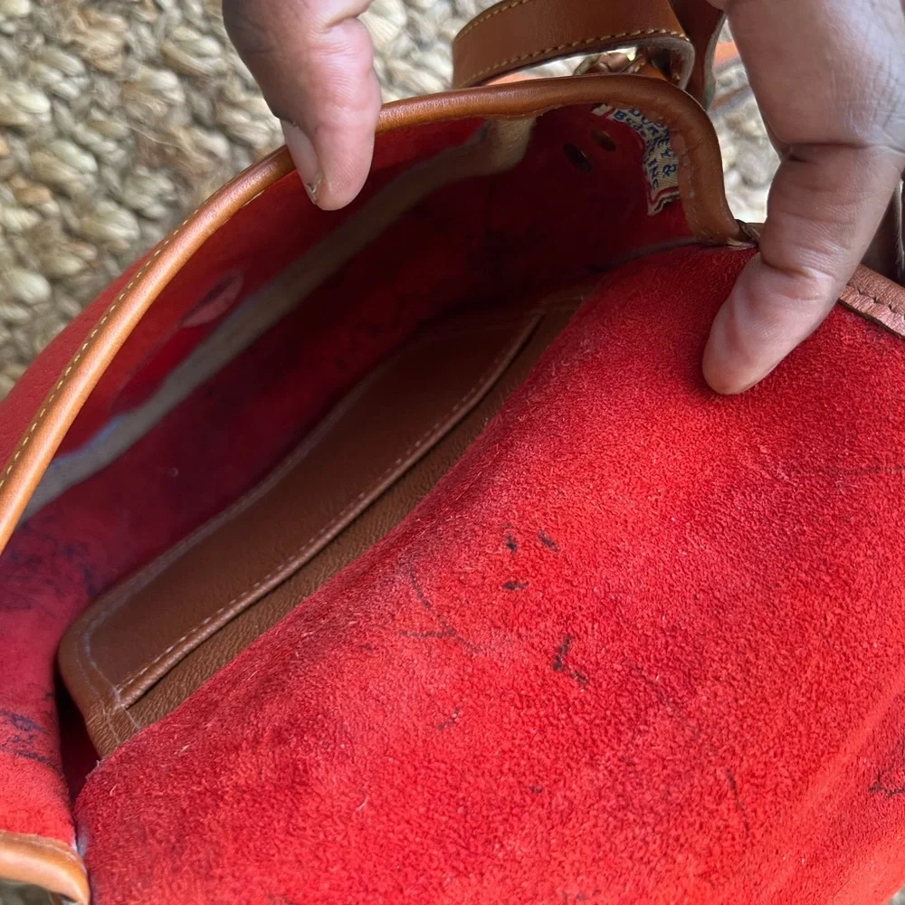 Dooney & Bourke Red and Tan saddle Crossbody Bag - Picture 13 of 14